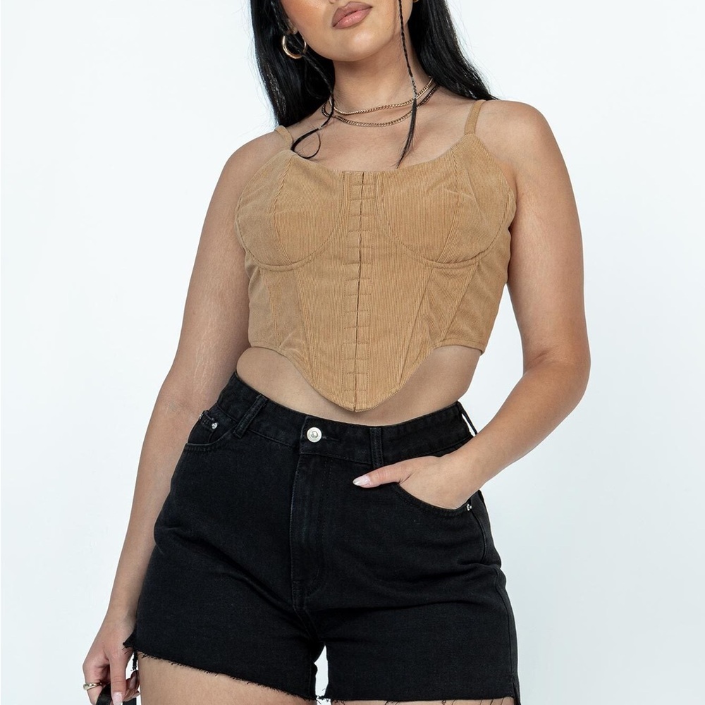 Tan Corset-Style Women Top